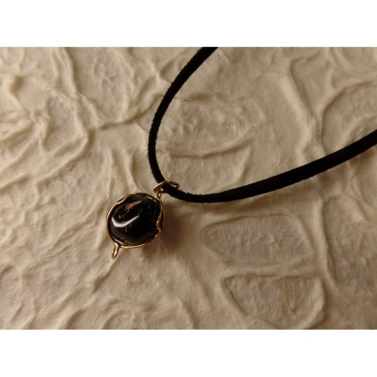 Collier cordon pendentif onyx noire