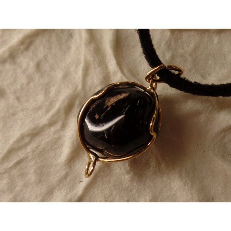 Collier cordon pendentif onyx noire