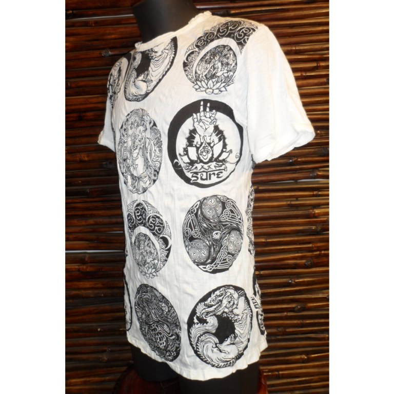 Tee shirt Bouddha chinois blanc