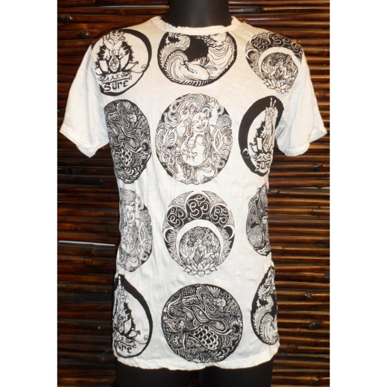 Tee shirt Bouddha chinois blanc