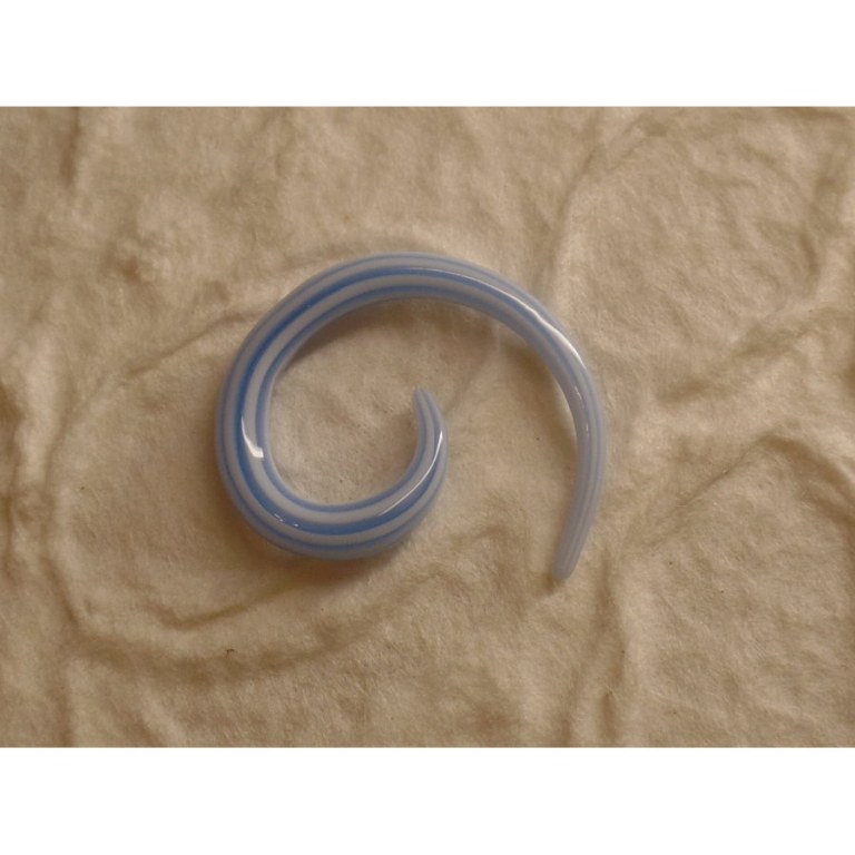 Elargisseur d'oreille blanc/bleu spirale 