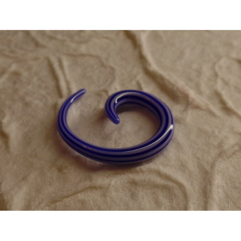 Elargisseur d'oreille blanc/bleu marine spirale 