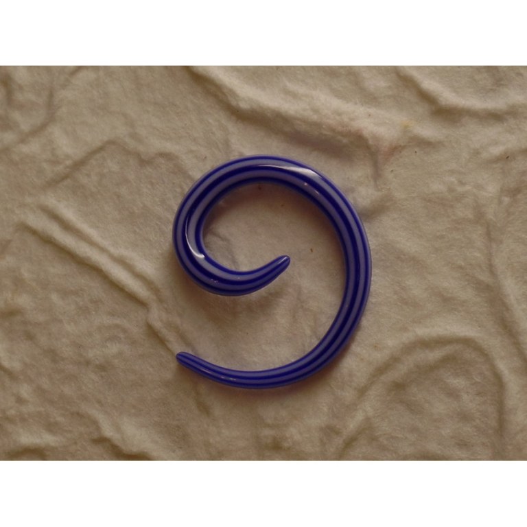 Elargisseur d'oreille blanc/bleu marine spirale 