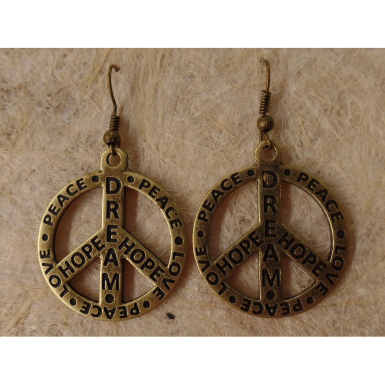 Boucles d'oreilles gravées peace and love