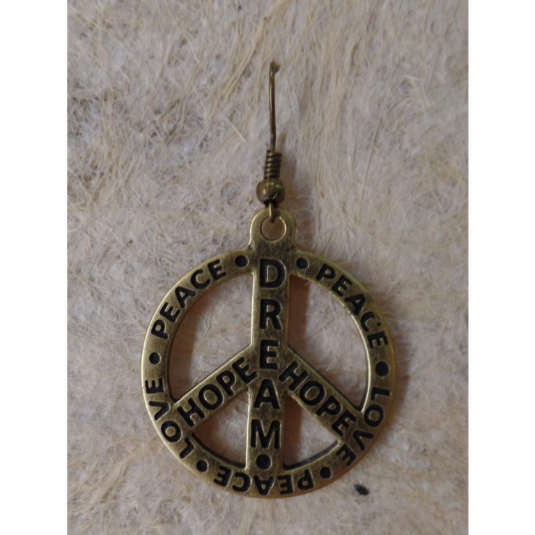 Boucles d'oreilles gravées peace and love