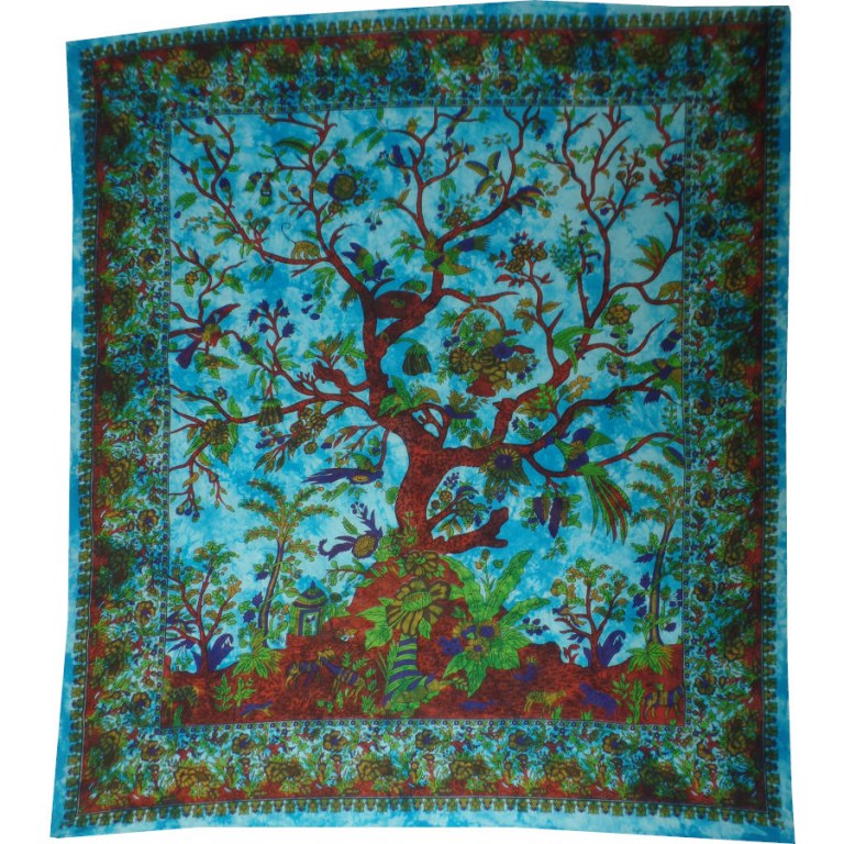 Maxi tenture arbre de vie bleu