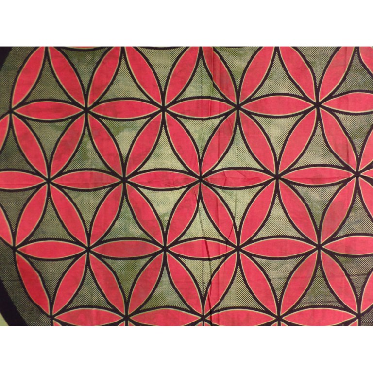 Tenture maxi fleur de vie vert/rouge
