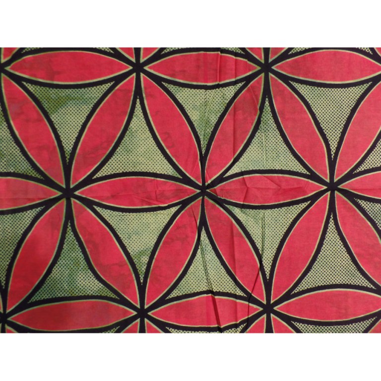 Tenture maxi fleur de vie vert/rouge