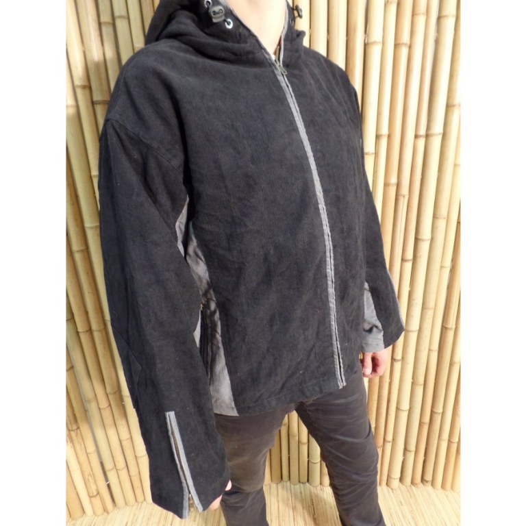 Veste teufeur velours noir et gris