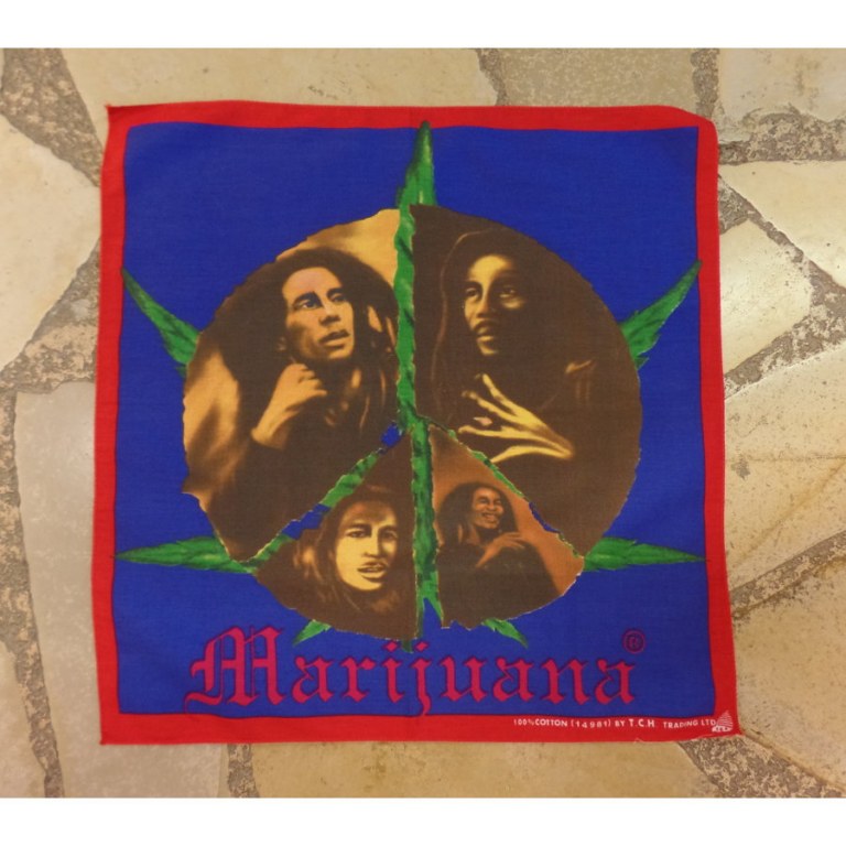 Bandana bleu Bob Marley peace and love