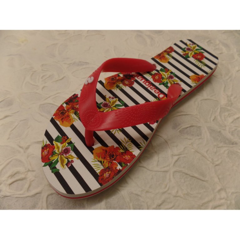 Tongs flip flop flores et rayas