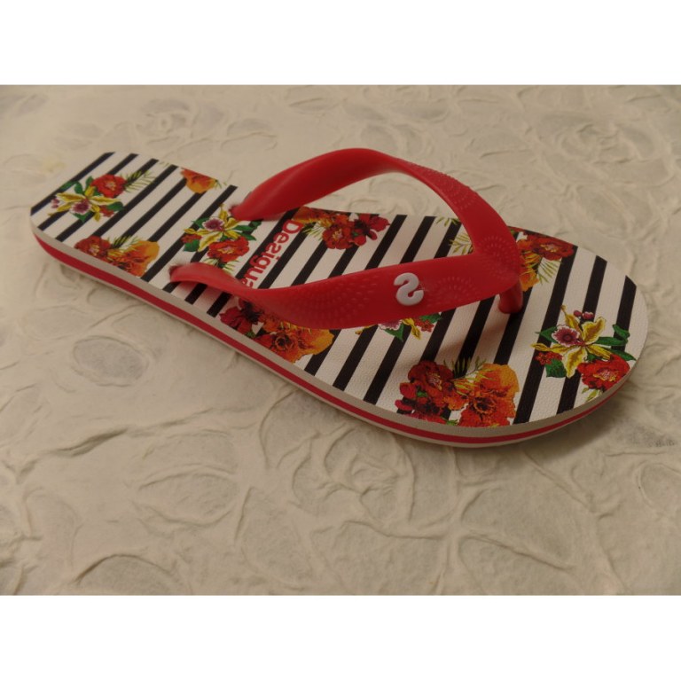 Tongs flip flop flores et rayas