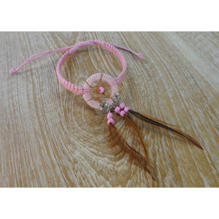 Bracelet dreamcatcher macramé rose