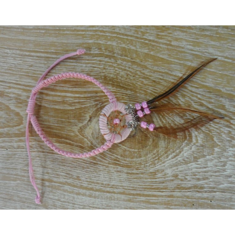 Bracelet dreamcatcher macramé rose