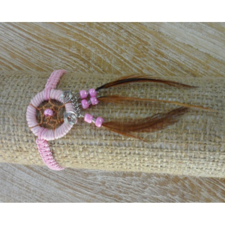 Bracelet dreamcatcher macramé rose