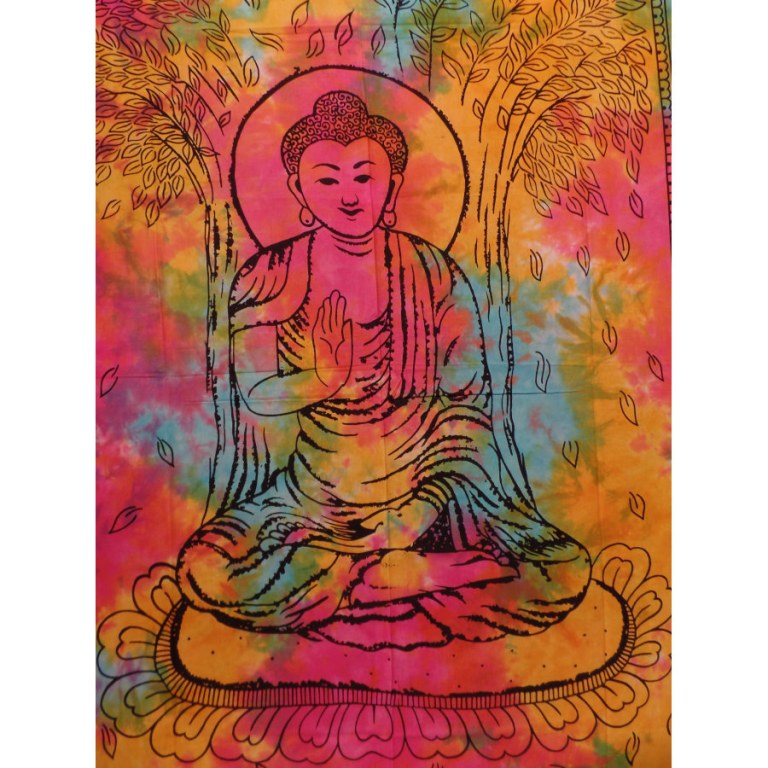 Tableau Zen Bouddha : Méditation Florale Rouge et Or, H 80 cm