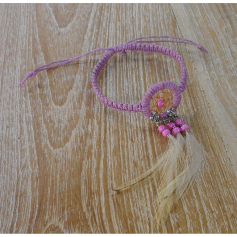 Bracelet dreamcatcher macramé parme