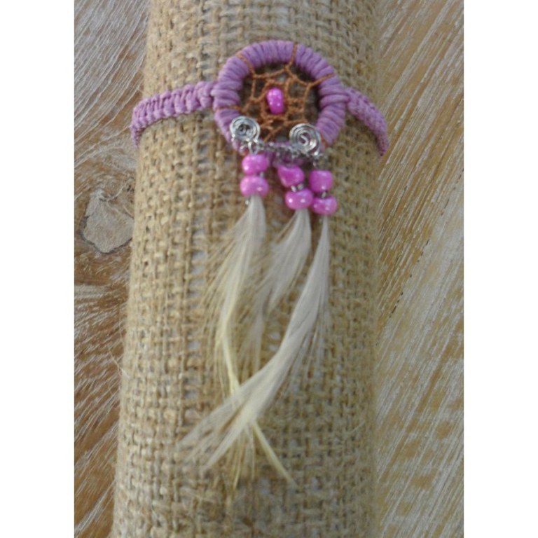 Bracelet dreamcatcher macramé parme