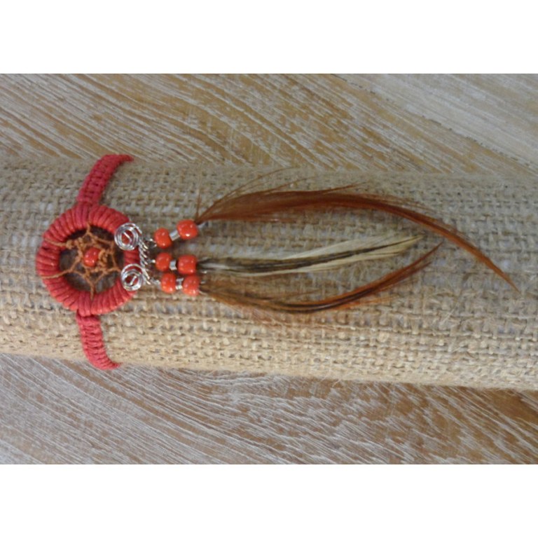 Bracelet dreamcatcher macramé rouge