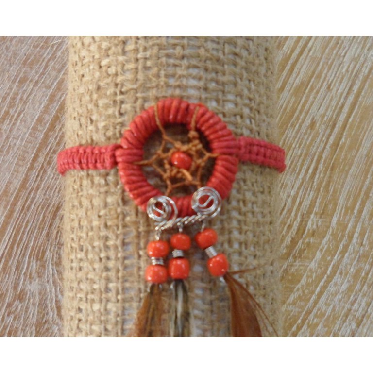 Bracelet dreamcatcher macramé rouge