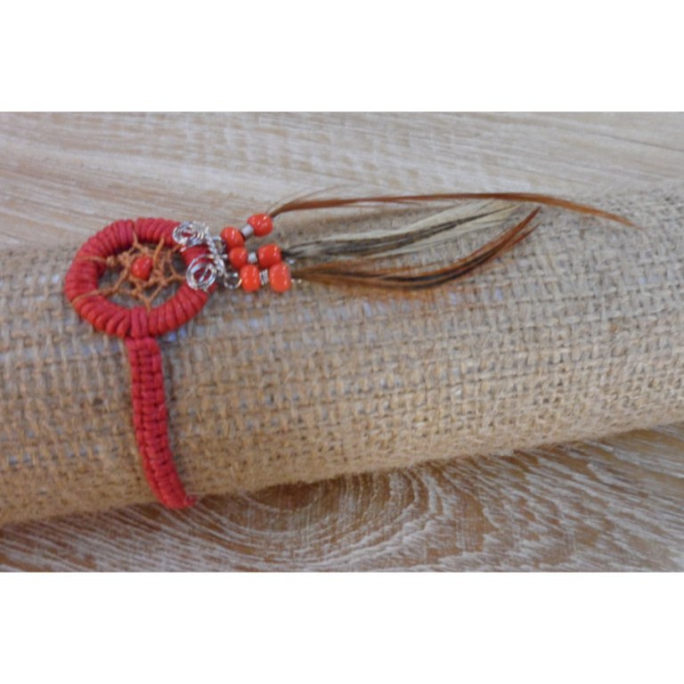 Bracelet dreamcatcher macramé rouge