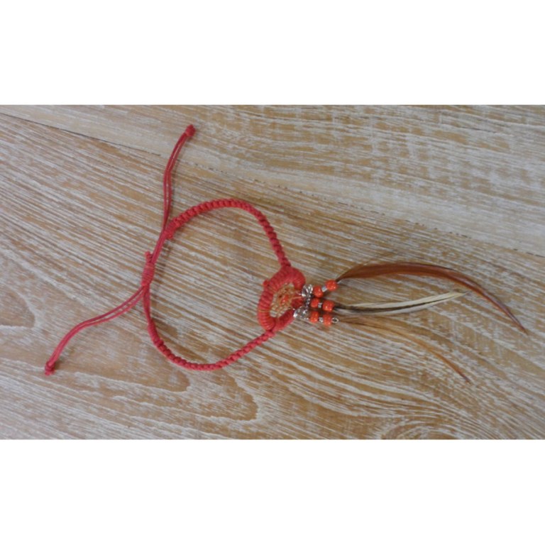 Bracelet dreamcatcher macramé rouge