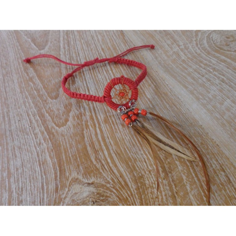 Bracelet dreamcatcher macramé rouge