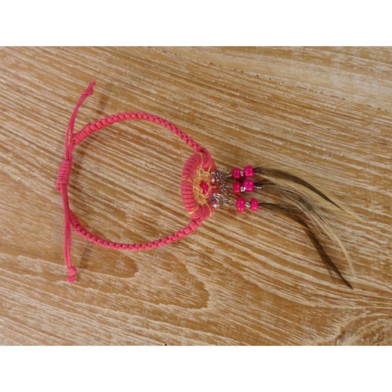 Bracelet dreamcatcher macramé fuschia