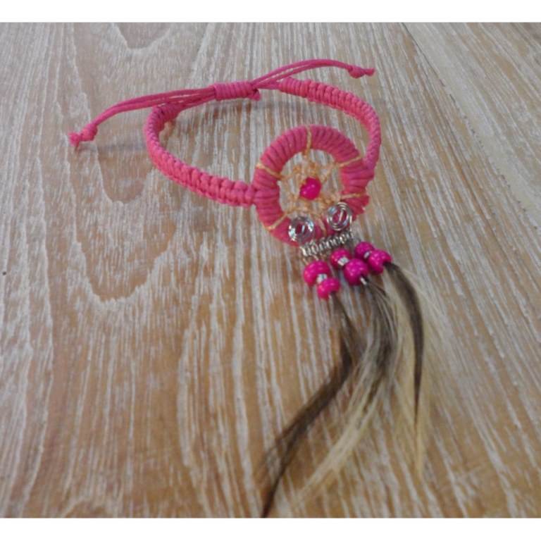 Bracelet dreamcatcher macramé fuschia