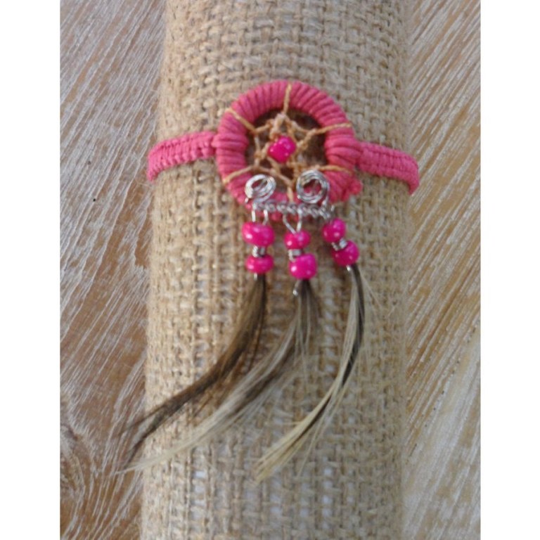 Bracelet dreamcatcher macramé fuschia