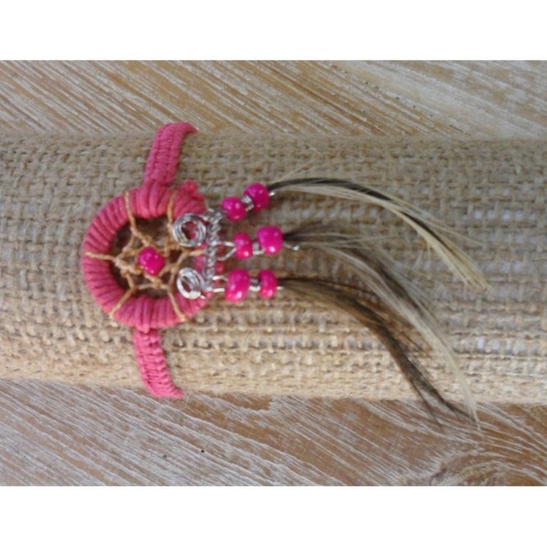 Bracelet dreamcatcher macramé fuschia