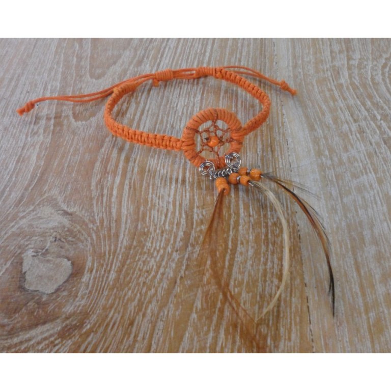 Bracelet dreamcatcher macramé orange