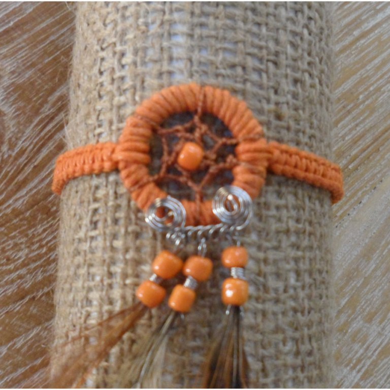 Bracelet dreamcatcher macramé orange