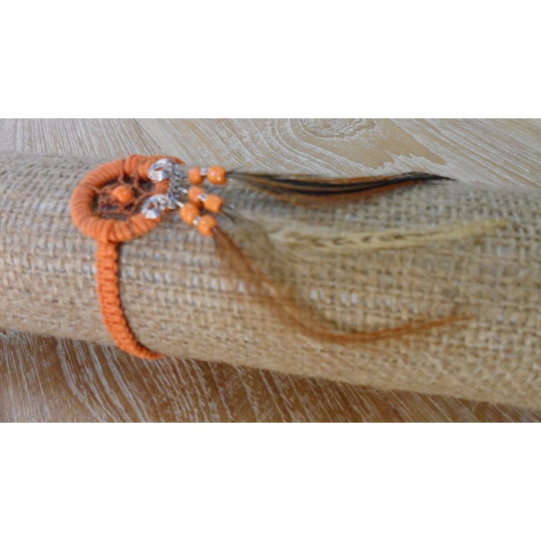 Bracelet dreamcatcher macramé orange