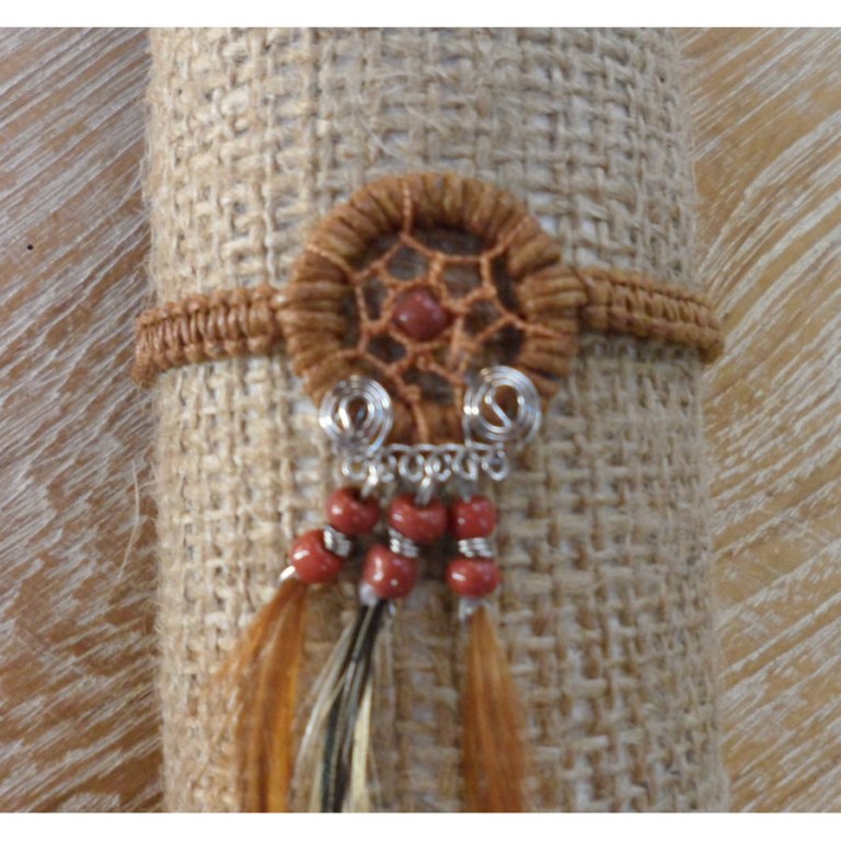 Bracelet dreamcatcher macramé chocolat