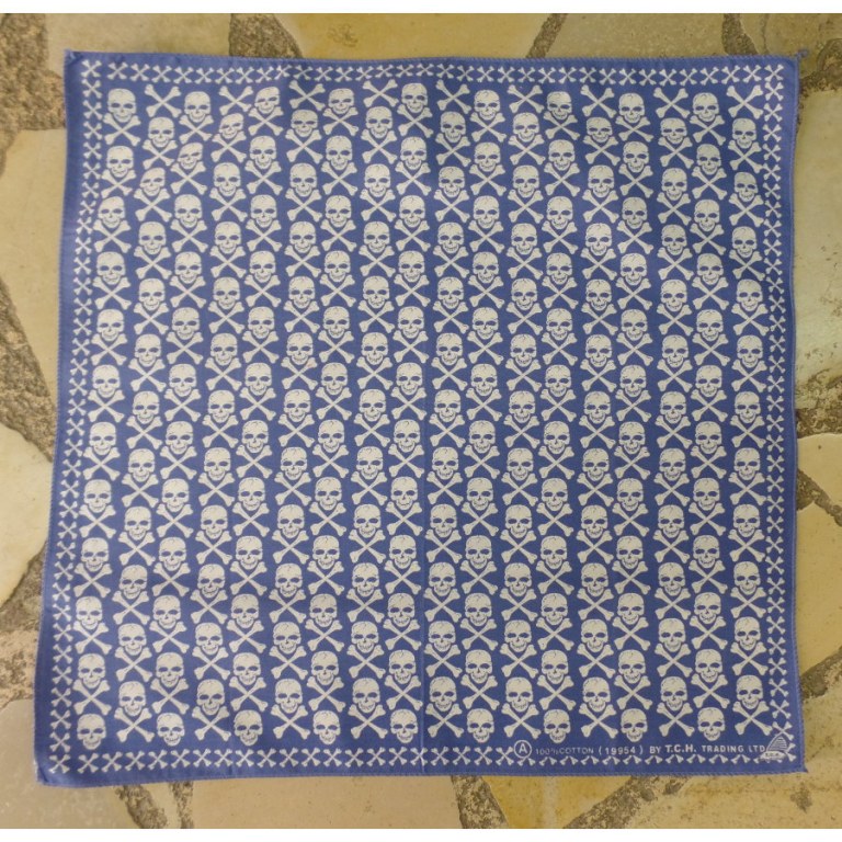 Bandana bleu crânes