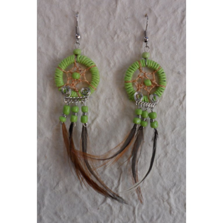 Boucles d'oreilles attrape rêves vert pistache