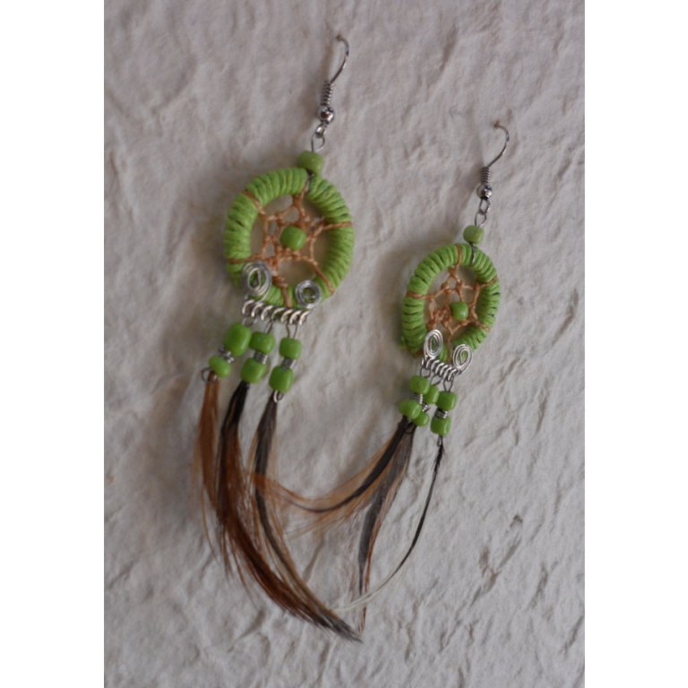 Boucles d'oreilles attrape rêves vert pistache