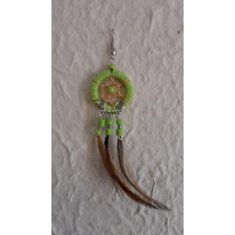 Boucles d'oreilles attrape rêves vert pistache