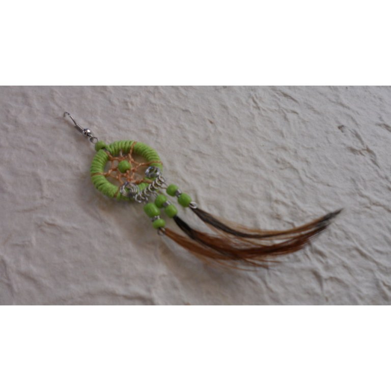 Boucles d'oreilles attrape rêves vert pistache