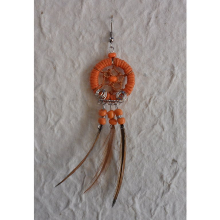 Boucles d'oreilles attrape rêves orange