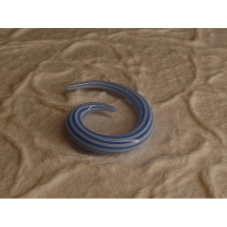 Elargisseur d'oreille blanc/bleu spirale 