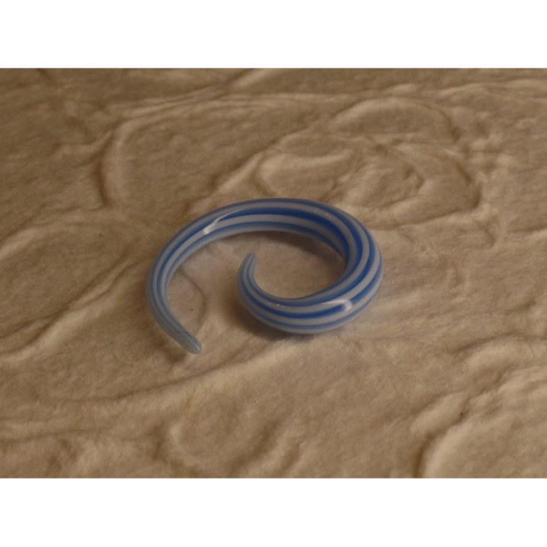 Elargisseur d'oreille blanc/bleu spirale 