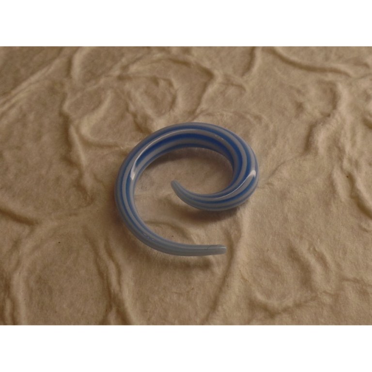 Elargisseur d'oreille blanc/bleu spirale 