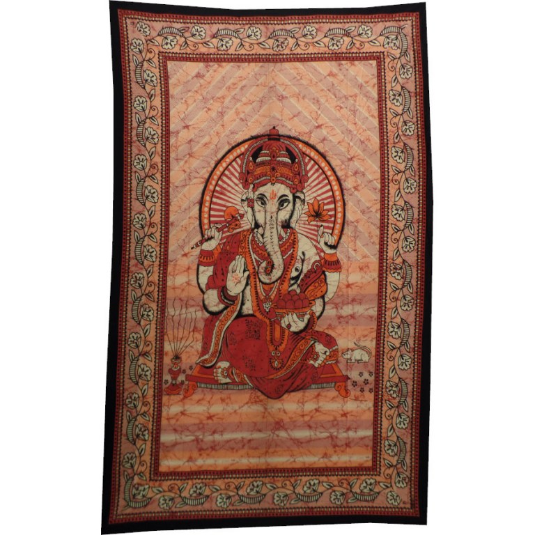 Tenture marbrée Ganesh et son rat