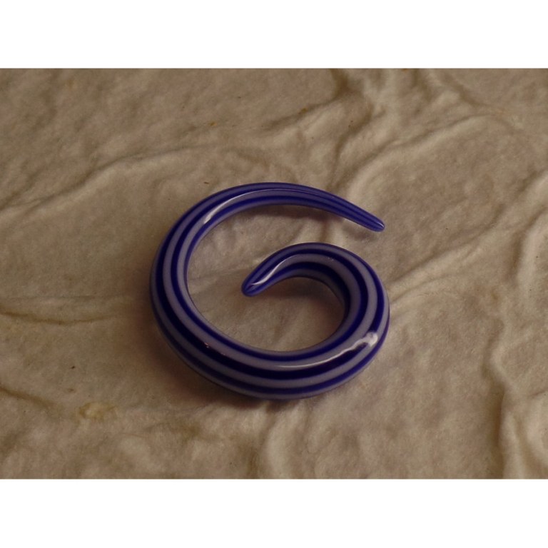 Elargisseur d'oreille blanc/bleu marine spirale 