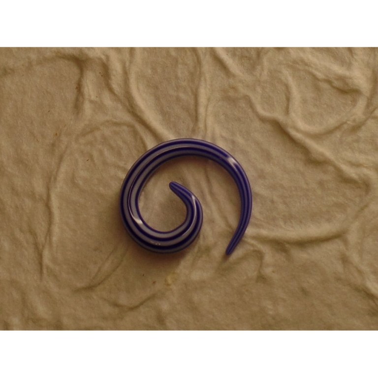 Elargisseur d'oreille blanc/bleu marine spirale 