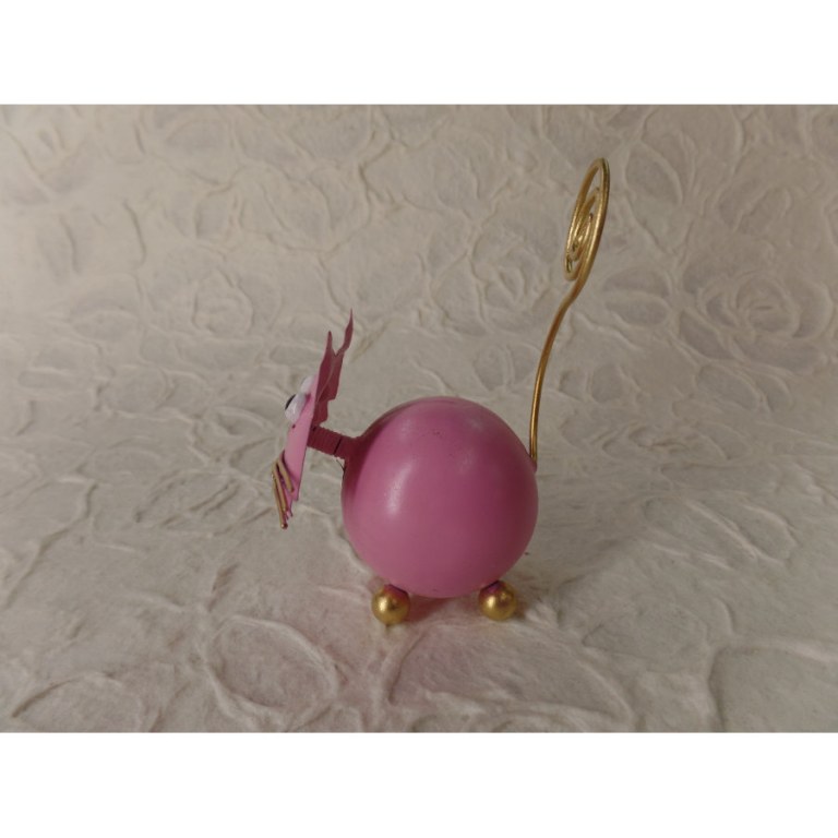 Chat rose porte photo en métal
