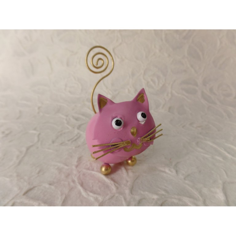 Chat rose porte photo en métal