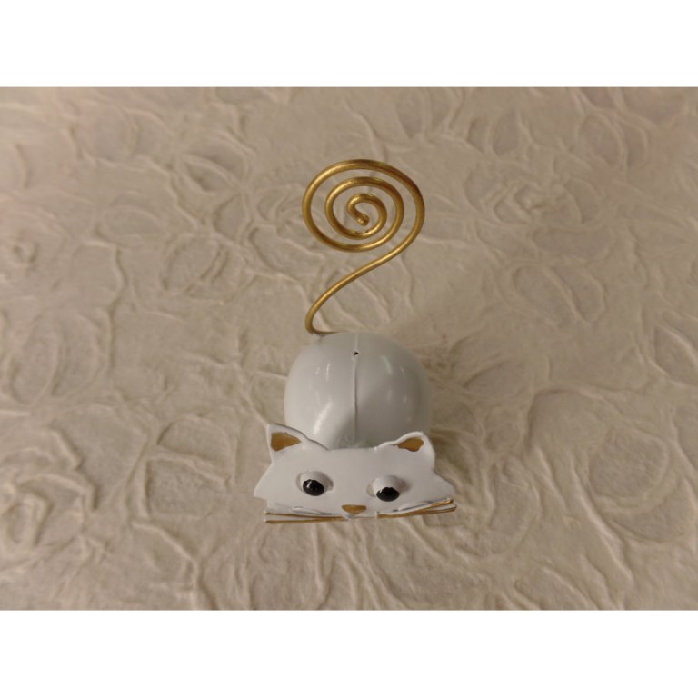 Chat blanc porte photo en métal